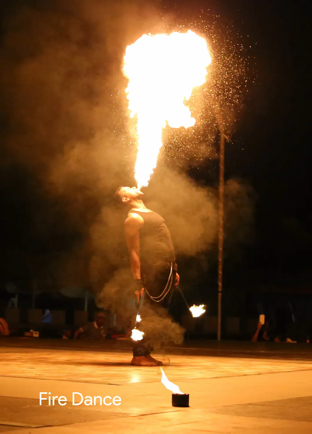 fire dance performance in desert safari